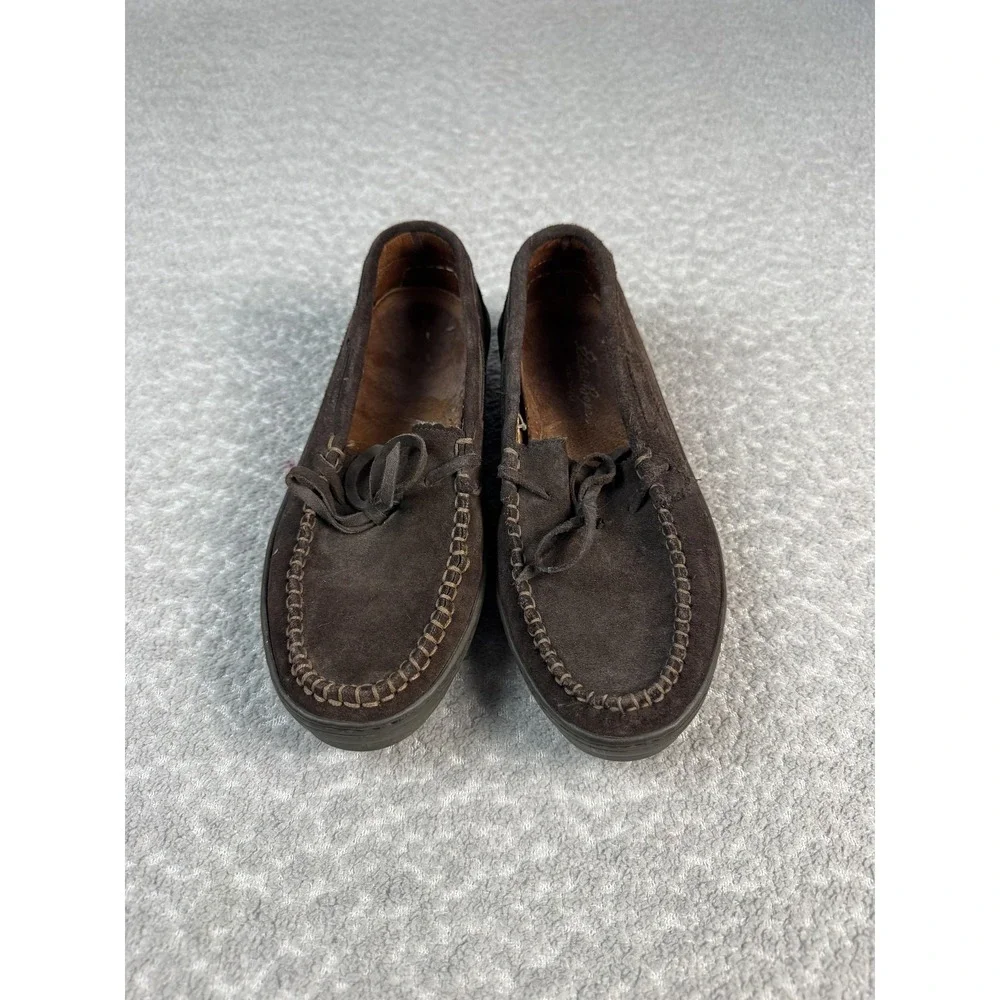 Eddie Bauer Shoes Mens Size 8.5 Brown Suede Moccasin Driving Loafers‎ Italy
